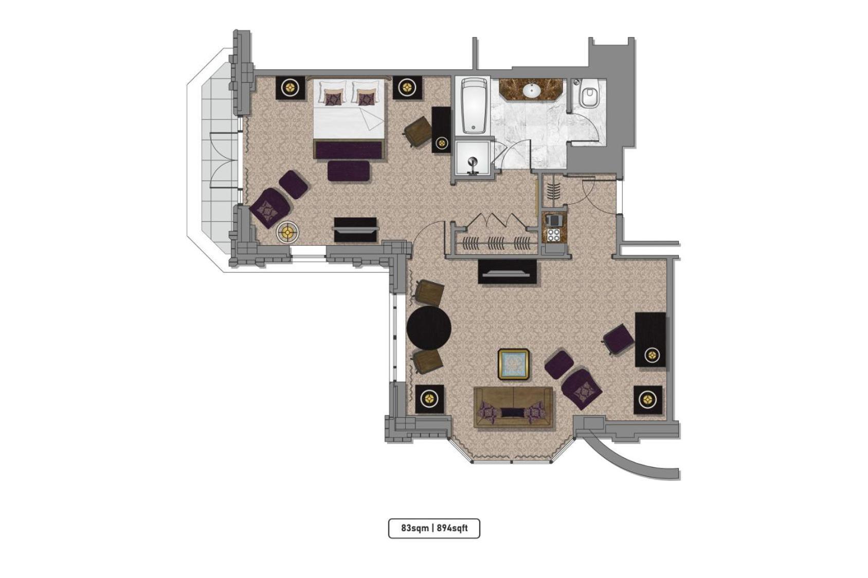 One bedroom suite balcony
